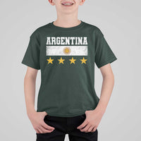 Argentina Champions 2026 4th Star T Shirt For Kid Vintage Sol De May and Stripes