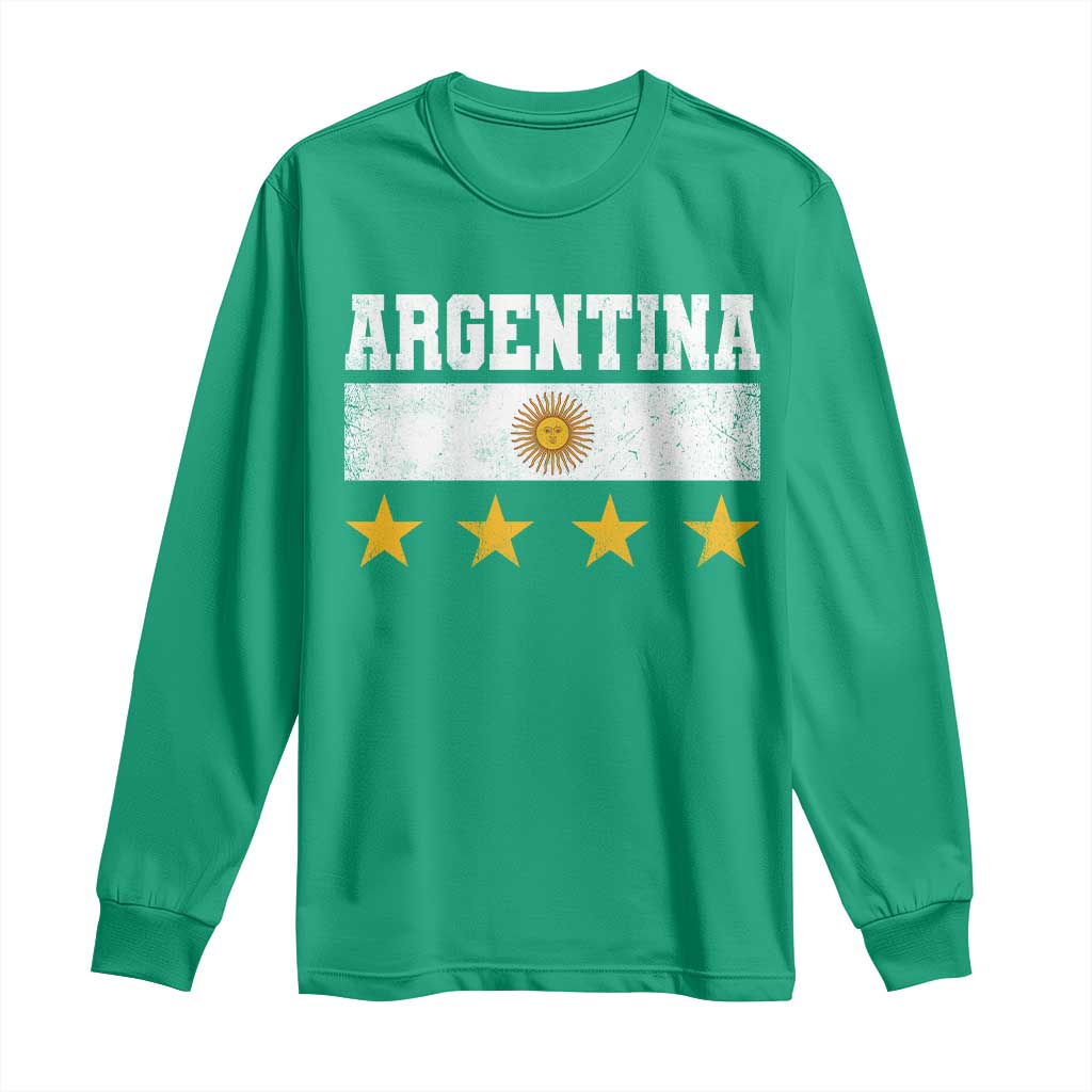 Argentina Champions 2026 4th Star Long Sleeve Shirt Vintage Sol De May and Stripes