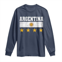 Argentina Champions 2026 4th Star Long Sleeve Shirt Vintage Sol De May and Stripes