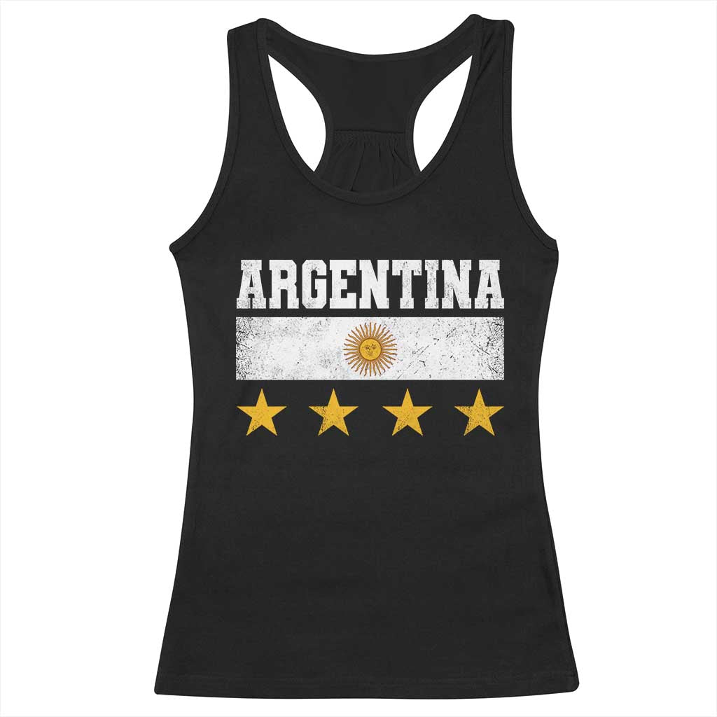 Argentina Champions 2026 4th Star Racerback Tank Top Vintage Sol De May and Stripes