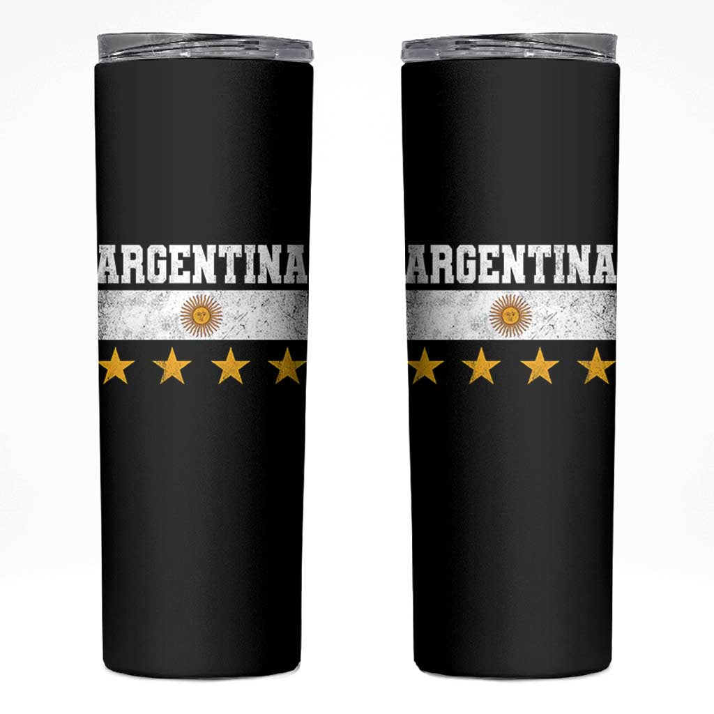 Argentina Champions 2026 4th Star Skinny Tumbler Vintage Sol De May and Stripes