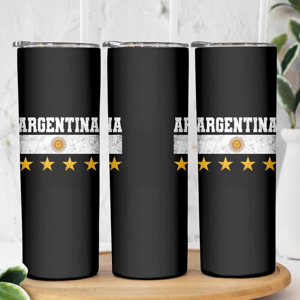 Argentina Champions 2026 4th Star Skinny Tumbler Vintage Sol De May and Stripes
