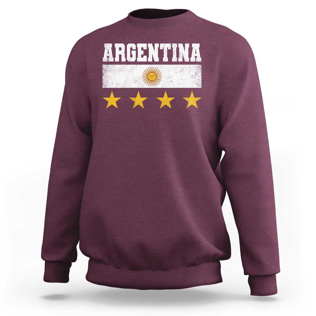 Argentina Champions 2026 4th Star Sweatshirt Vintage Sol De May and Stripes