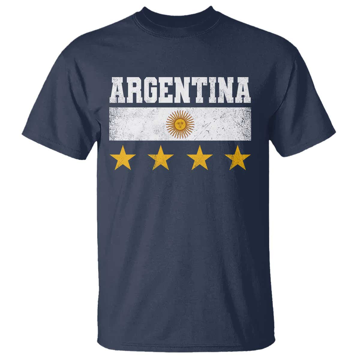 Argentina Champions 2026 4th Star T Shirt Vintage Sol De May and Stripes