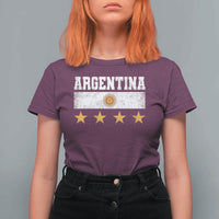 Argentina Champions 2026 4th Star T Shirt For Women Vintage Sol De May and Stripes