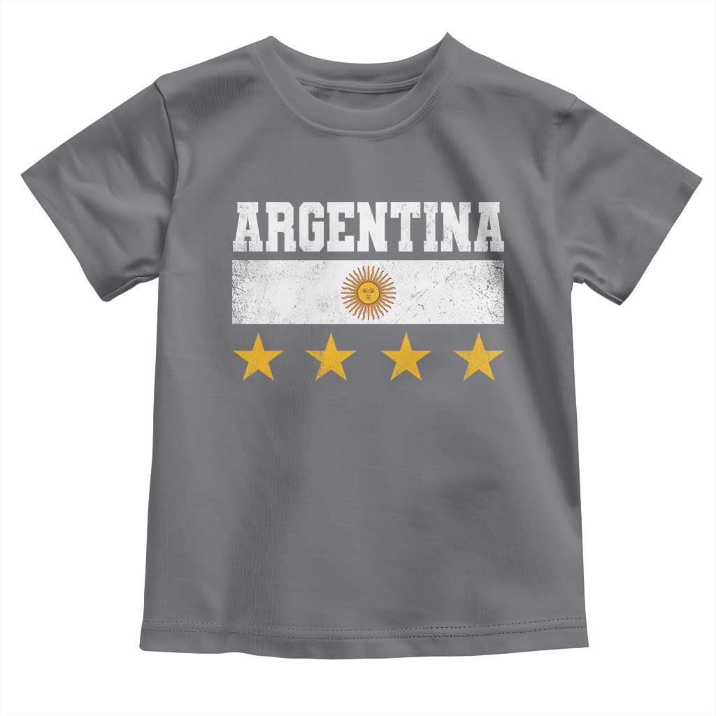 Argentina Champions 2026 4th Star Toddler T Shirt Vintage Sol De May and Stripes