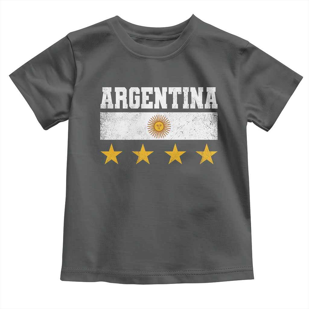 Argentina Champions 2026 4th Star Toddler T Shirt Vintage Sol De May and Stripes