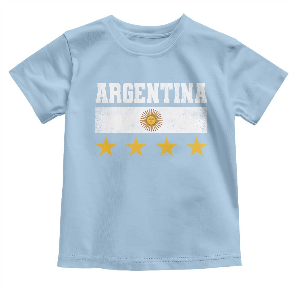 Argentina Champions 2026 4th Star Toddler T Shirt Vintage Sol De May and Stripes