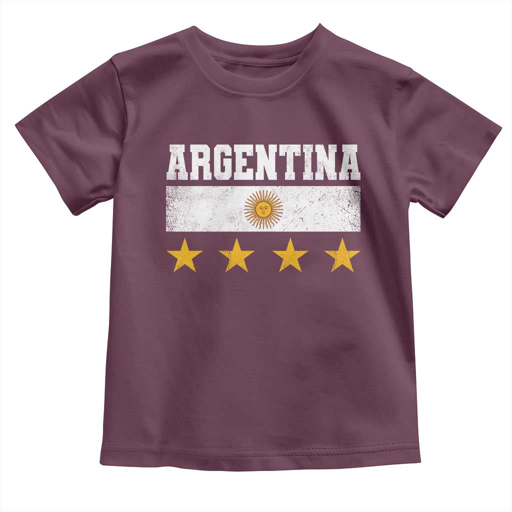 Argentina Champions 2026 4th Star Toddler T Shirt Vintage Sol De May and Stripes