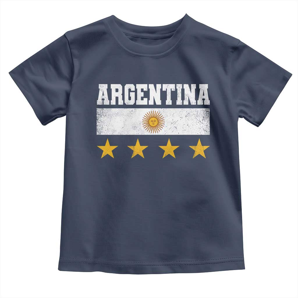 Argentina Champions 2026 4th Star Toddler T Shirt Vintage Sol De May and Stripes