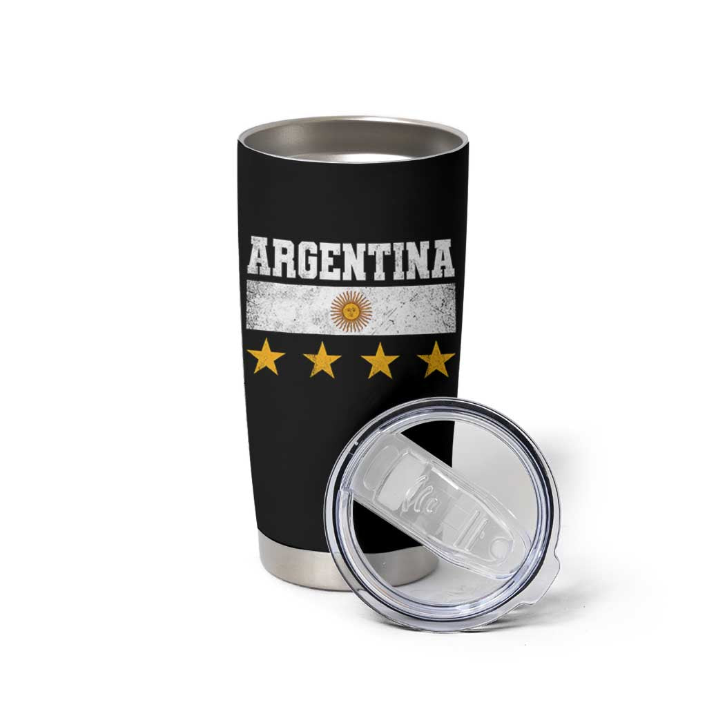 Argentina Champions 2026 4th Star Tumbler Cup Vintage Sol De May and Stripes