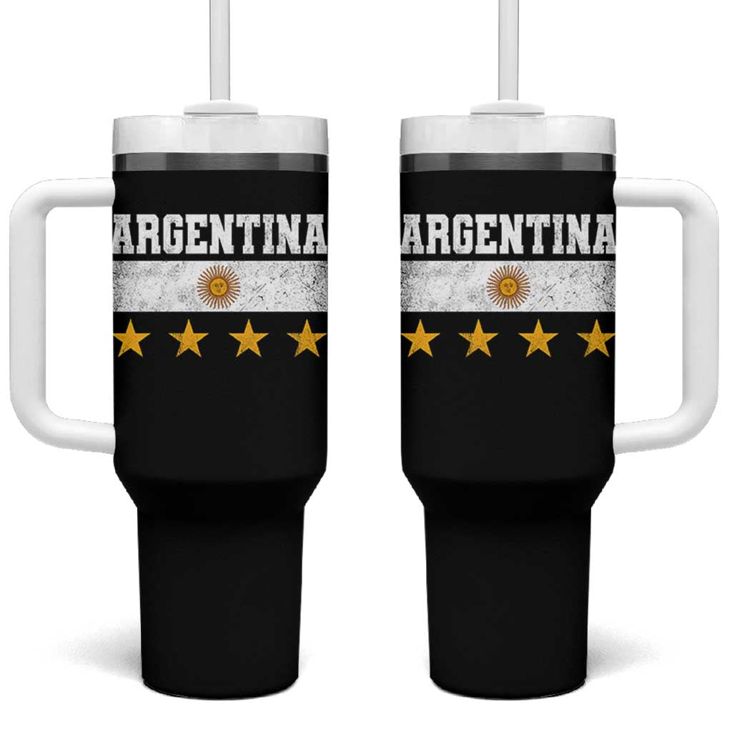 Argentina Champions 2026 4th Star Tumbler With Handle Vintage Sol De May and Stripes