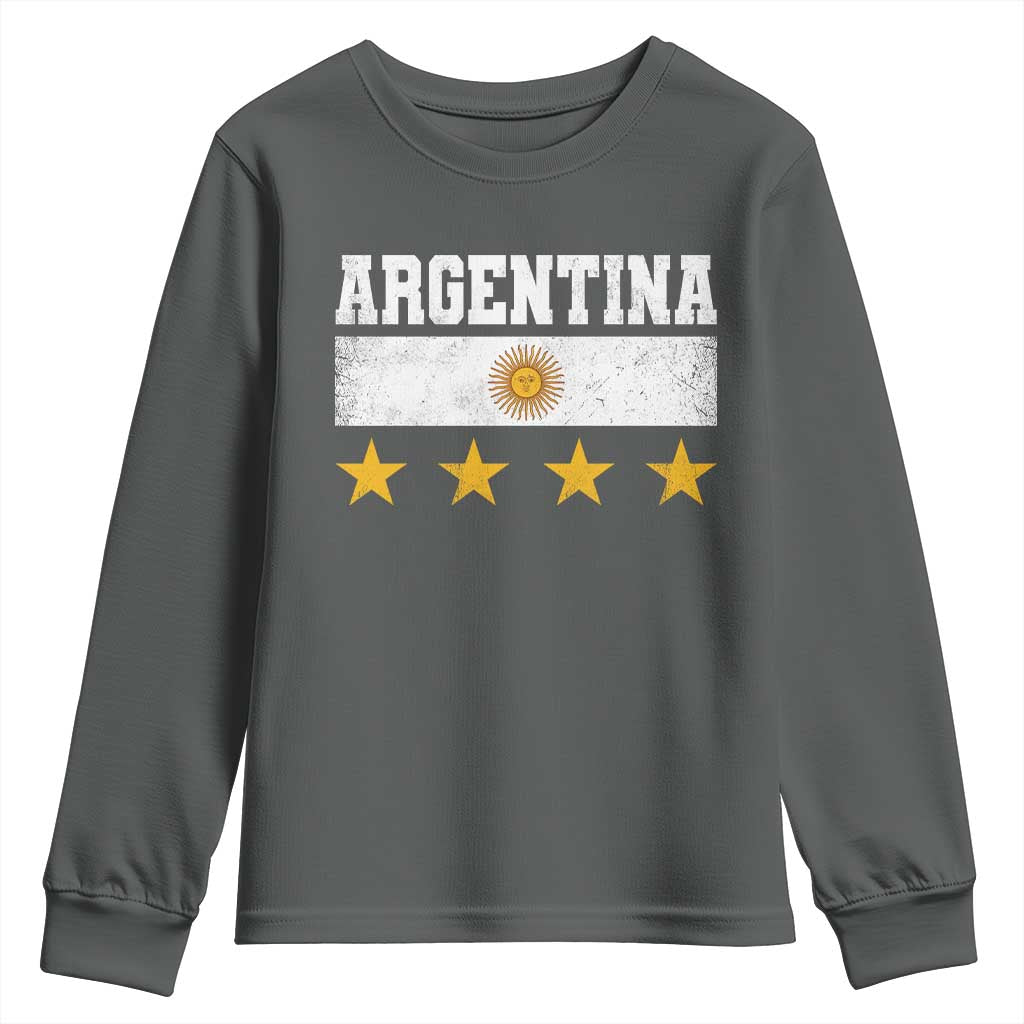 Argentina Champions 2026 4th Star Youth Sweatshirt Vintage Sol De May and Stripes