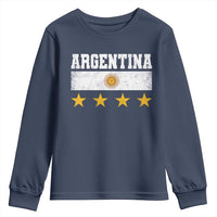 Argentina Champions 2026 4th Star Youth Sweatshirt Vintage Sol De May and Stripes