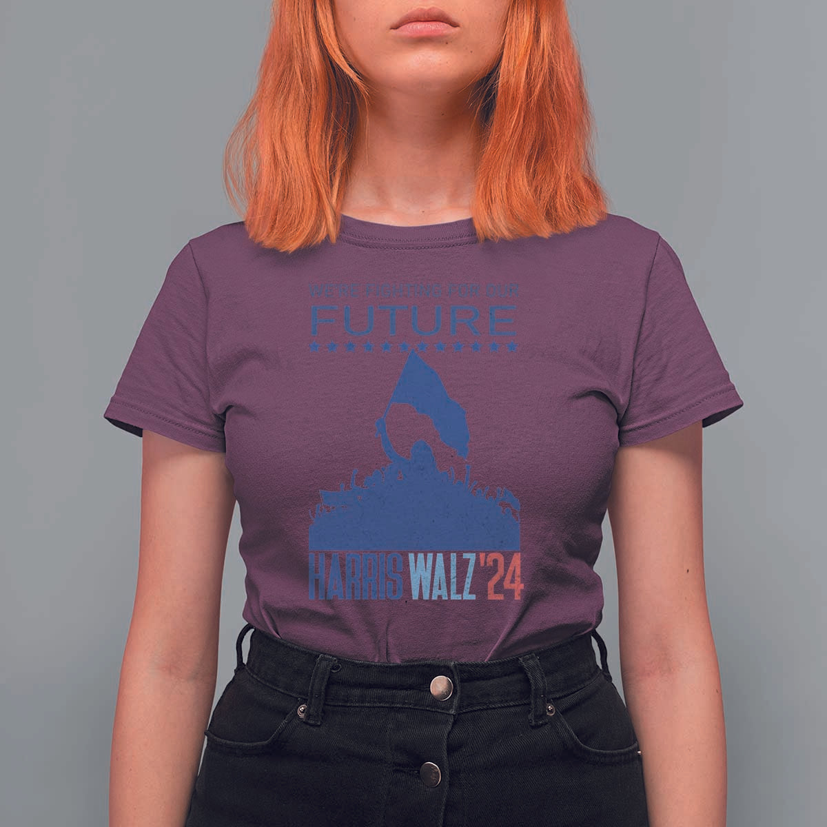 Harris Walz'24 T Shirt For Women We're Fighting For Our Future Women's Right - Wonder Print Shop