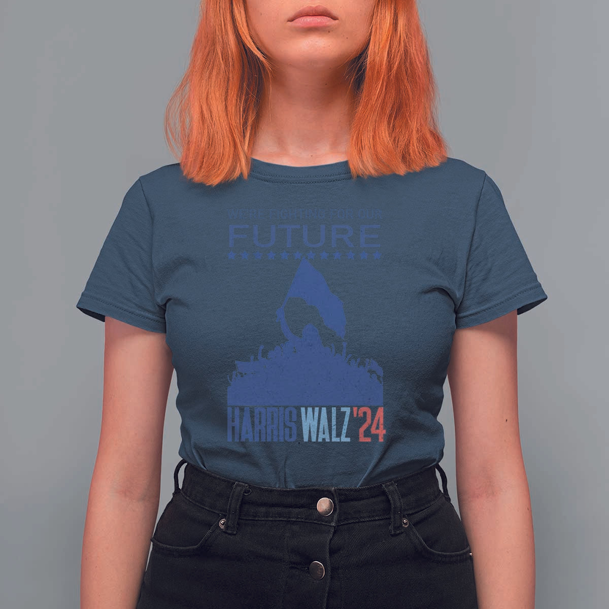 Harris Walz'24 T Shirt For Women We're Fighting For Our Future Women's Right - Wonder Print Shop