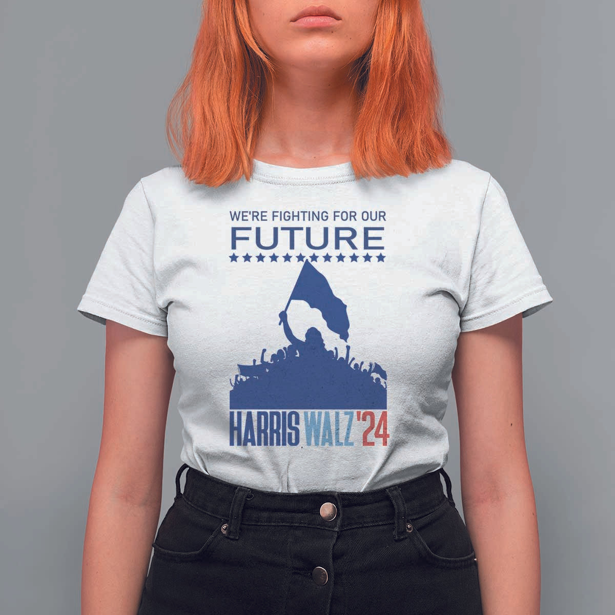 Harris Walz'24 T Shirt For Women We're Fighting For Our Future Women's Right - Wonder Print Shop