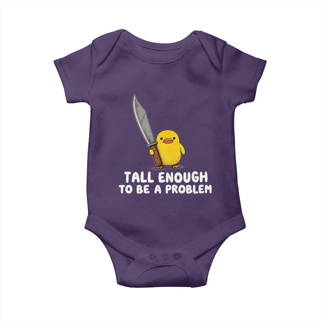 Tall Enough To Be A Problem Funny Duck with Giant Knife Baby Onesie