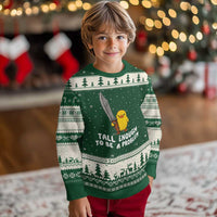 Tall Enough To Be A Problem Funny Duck with Giant Knife Ugly Christmas Sweater