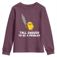Tall Enough To Be A Problem Funny Duck with Giant Knife Youth Sweatshirt