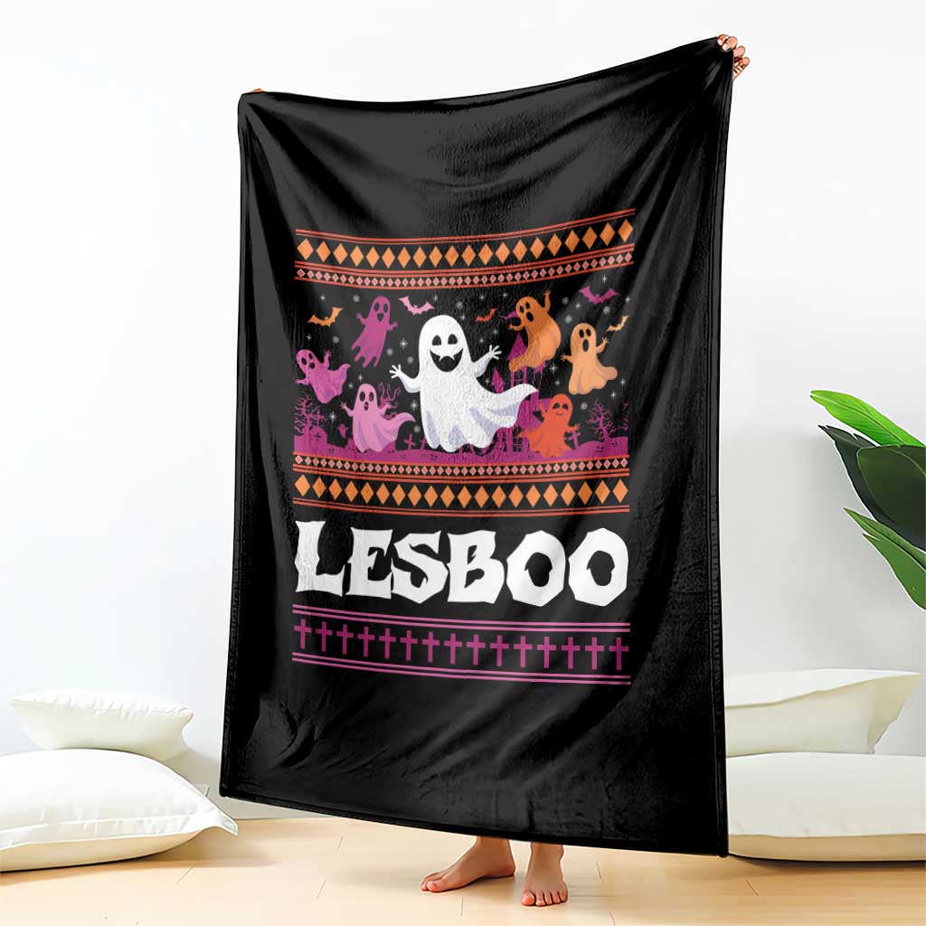 Funny Halloween Lesbian Throw Blanket Lesboo Ghost Bat LGBT Graveyard - Wonder Print Shop
