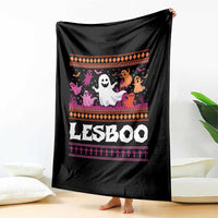 Funny Halloween Lesbian Throw Blanket Lesboo Ghost Bat LGBT Graveyard - Wonder Print Shop