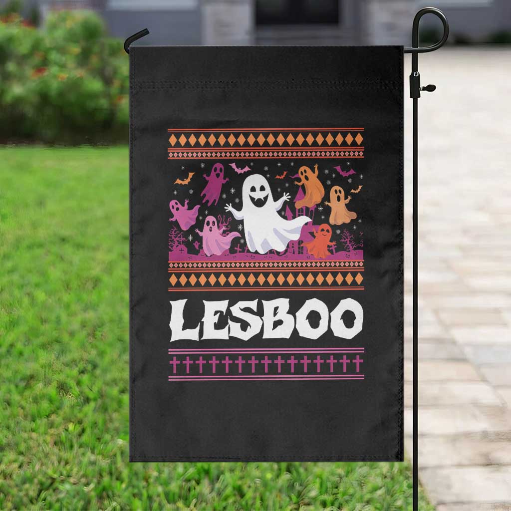 Funny Halloween Lesbian Garden Flag Lesboo Ghost Bat LGBT Graveyard - Wonder Print Shop