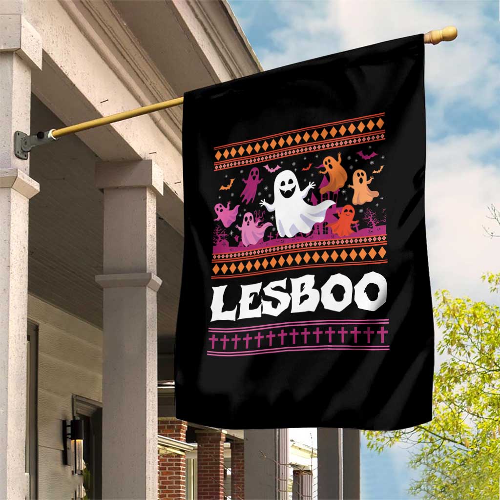 Funny Halloween Lesbian Garden Flag Lesboo Ghost Bat LGBT Graveyard - Wonder Print Shop