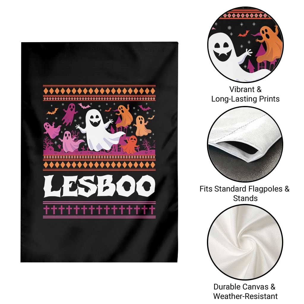 Funny Halloween Lesbian Garden Flag Lesboo Ghost Bat LGBT Graveyard - Wonder Print Shop