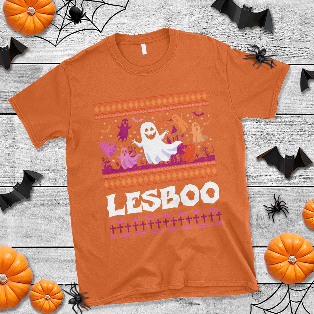 Funny Halloween Lesbian T Shirt Lesboo Ghost Bat LGBT Graveyard - Wonder Print Shop