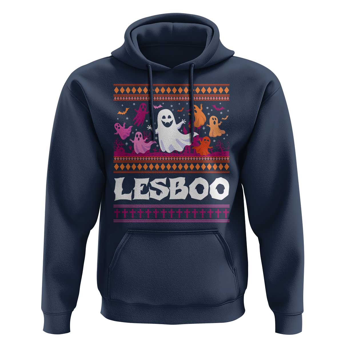 Funny Halloween Lesbian Hoodie Lesboo Ghost Bat LGBT Graveyard