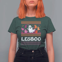 Funny Halloween Lesbian T Shirt For Women Lesboo Ghost Bat LGBT Graveyard - Wonder Print Shop