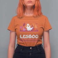 Funny Halloween Lesbian T Shirt For Women Lesboo Ghost Bat LGBT Graveyard - Wonder Print Shop