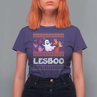 Funny Halloween Lesbian T Shirt For Women Lesboo Ghost Bat LGBT Graveyard - Wonder Print Shop