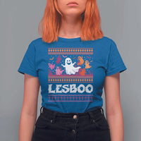 Funny Halloween Lesbian T Shirt For Women Lesboo Ghost Bat LGBT Graveyard - Wonder Print Shop