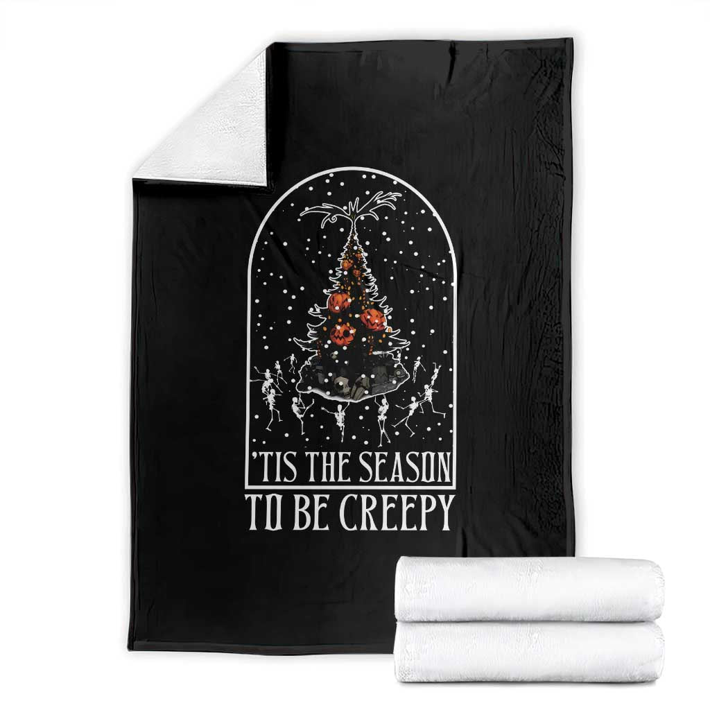 Halloween Christmas Throw Blanket Tis The Season To Be Creepy Xmas Tree Skeleton Snowy - Wonder Print Shop