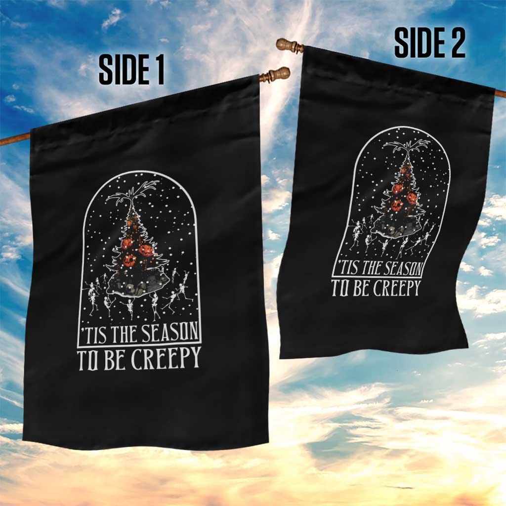 Halloween Christmas Garden Flag Tis The Season To Be Creepy Xmas Tree Skeleton Snowy - Wonder Print Shop