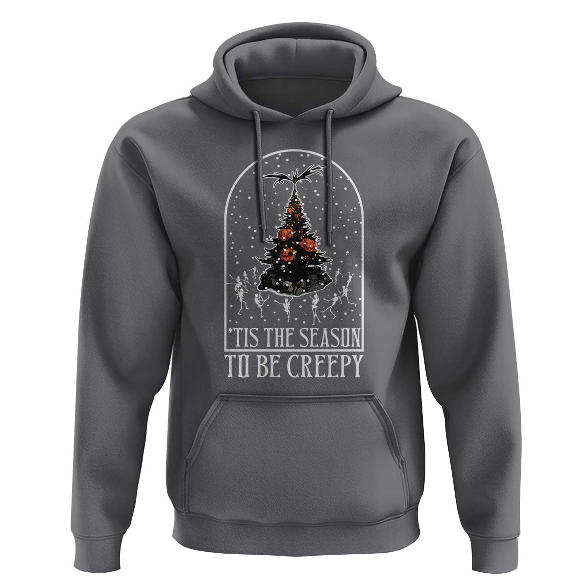 Halloween Christmas Hoodie Tis The Season To Be Creepy Xmas Tree Skeleton Snowy