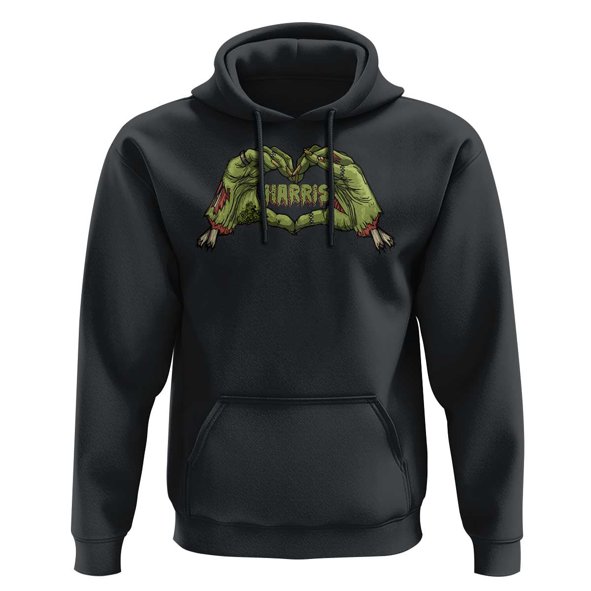 Funny Harris Halloween Hoodie Harris Heart Green Zombie Hand Election 2024 Costume - Wonder Print Shop