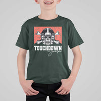 Funny American Football T Shirt For Kid Touchdown Season Cowboy Skull Football Player Helmet - Wonder Print Shop