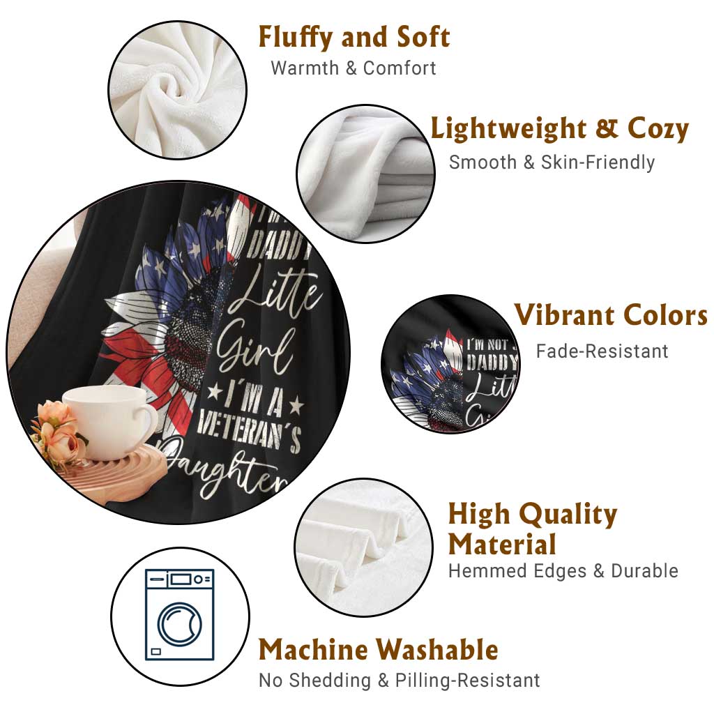 I Am Not Just Daddys Little Girl I Am A Veterans Daughter Throw Blanket American Flag - Wonder Print Shop