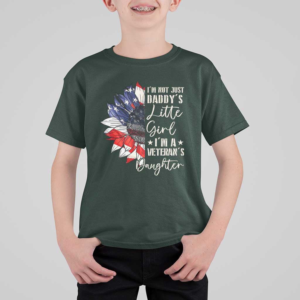 I Am Not Just Daddys Little Girl I Am A Veterans Daughter T Shirt For Kid American Flag - Wonder Print Shop