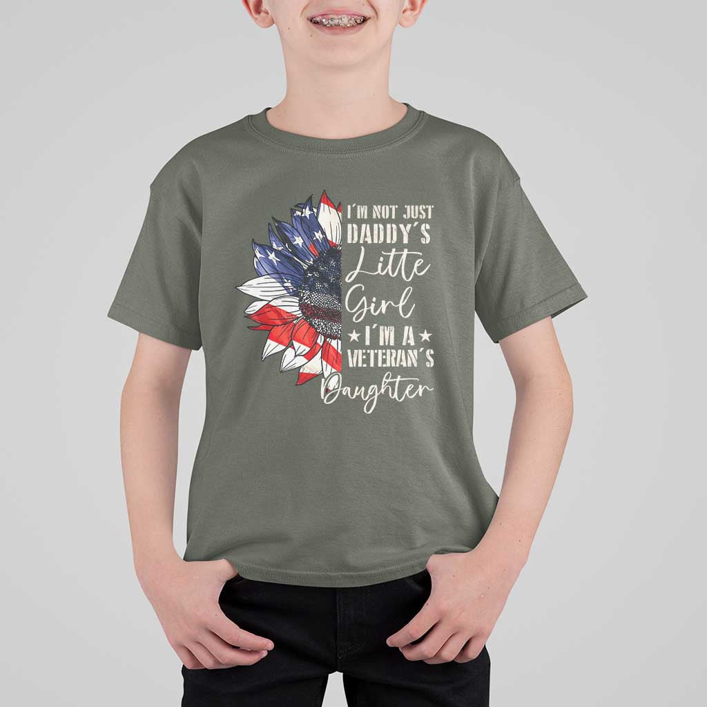 I Am Not Just Daddys Little Girl I Am A Veterans Daughter T Shirt For Kid American Flag - Wonder Print Shop