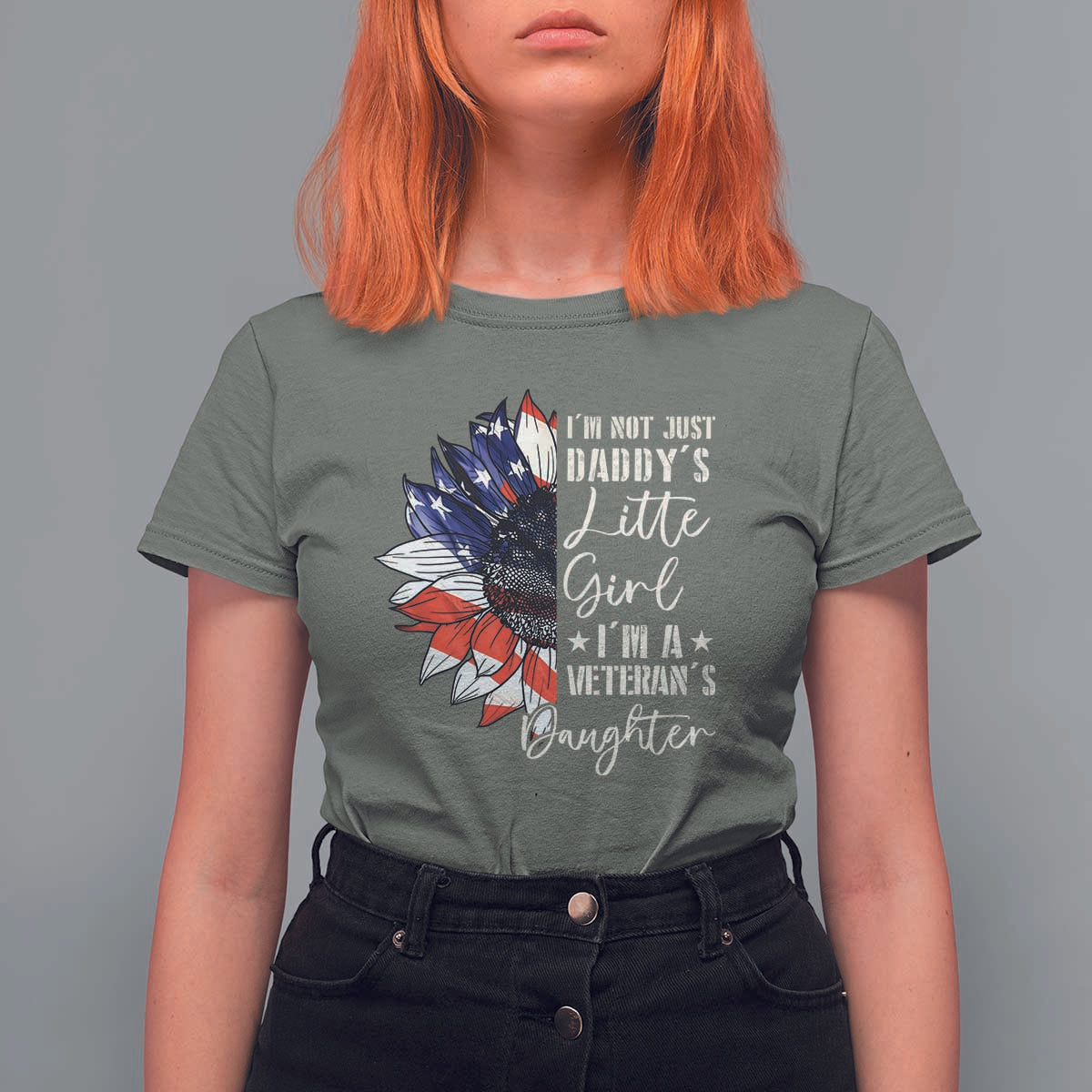 I Am Not Just Daddys Little Girl I Am A Veterans Daughter T Shirt For Women American Flag - Wonder Print Shop