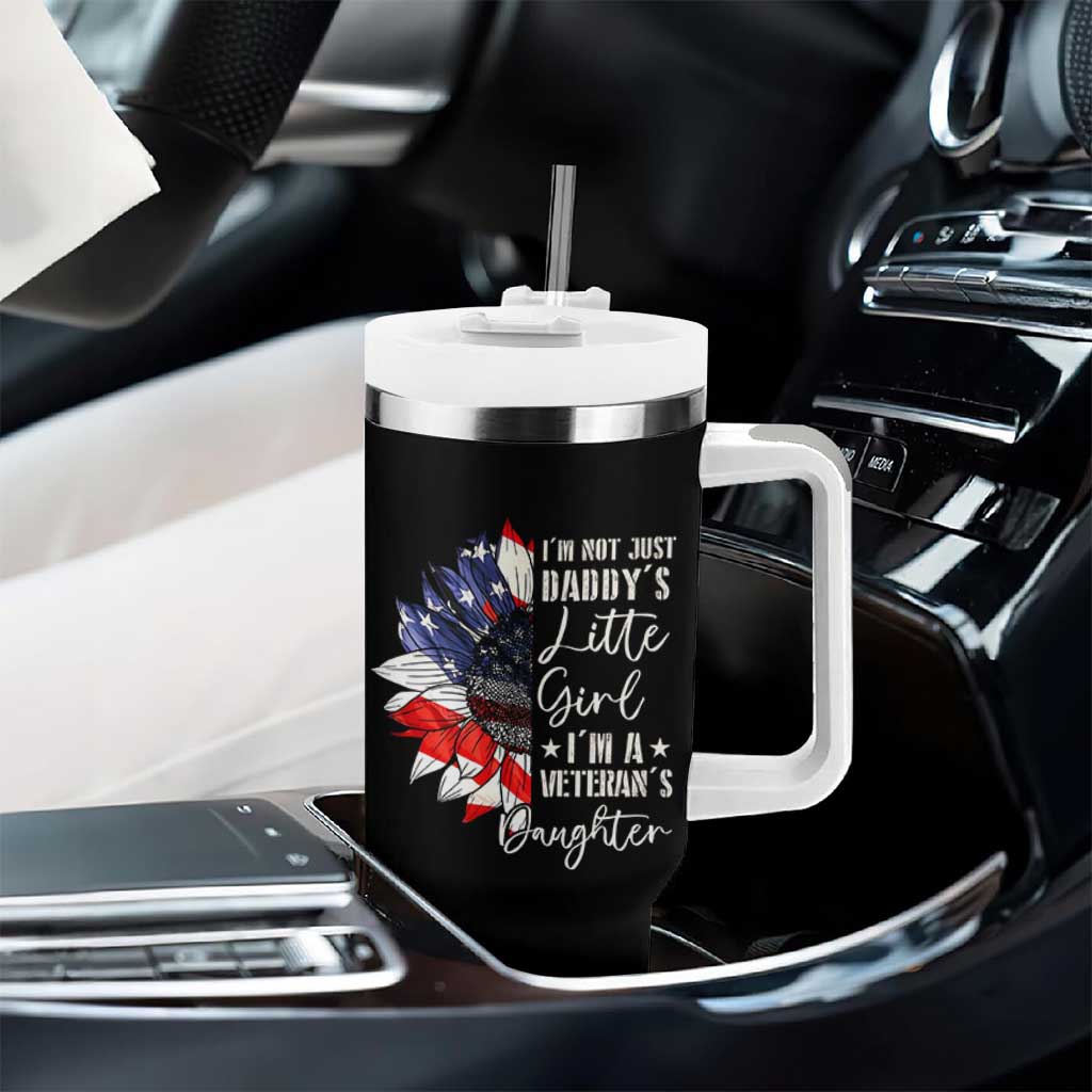 I Am Not Just Daddys Little Girl I Am A Veterans Daughter Tumbler With Handle American Flag - Wonder Print Shop
