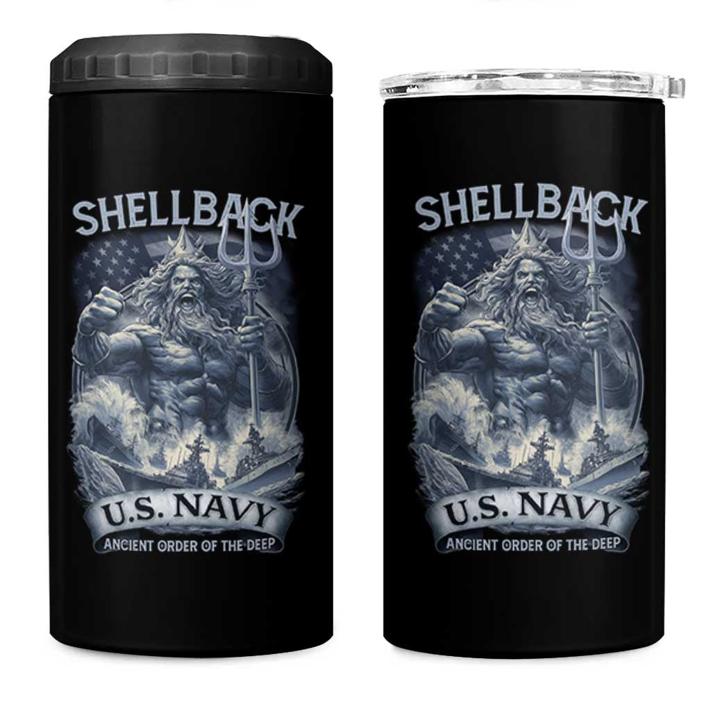 Navy Veteran 4 in 1 Can Cooler Tumbler King Neptune Shellback Ancient Order Of The Deep - Wonder Print Shop