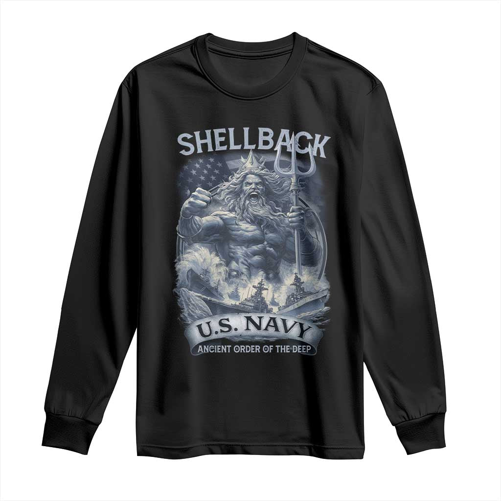 Navy Veteran Long Sleeve Shirt King Neptune Shellback Ancient Order Of The Deep - Wonder Print Shop