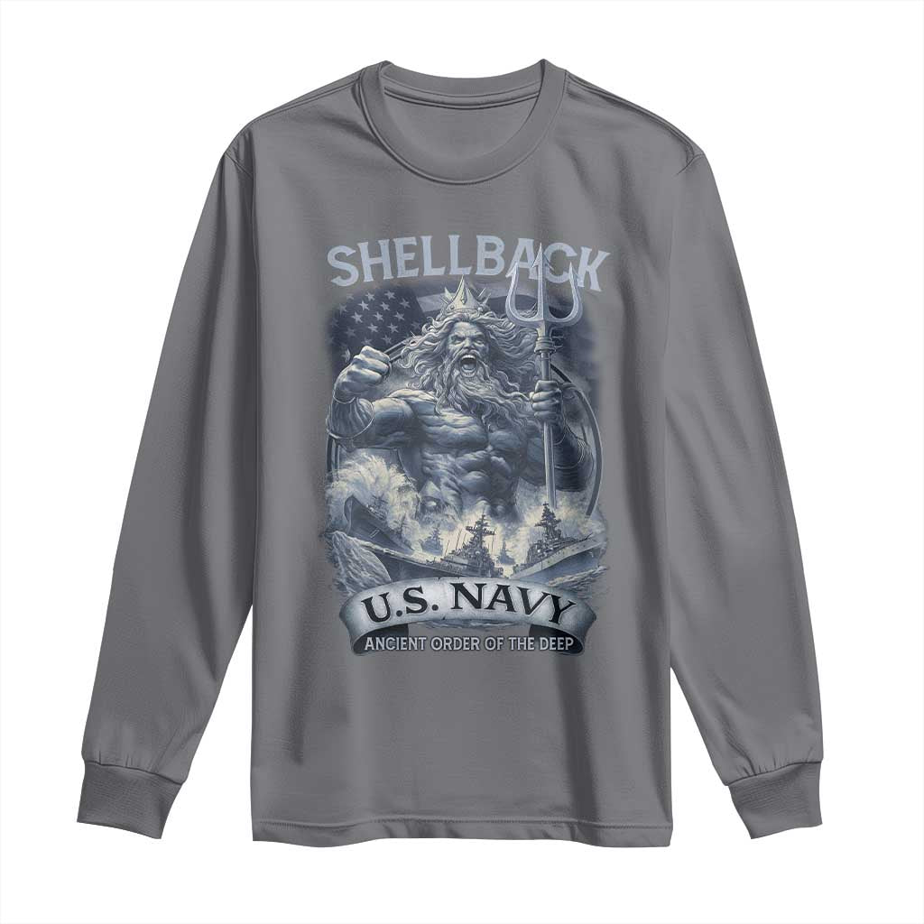 Navy Veteran Long Sleeve Shirt King Neptune Shellback Ancient Order Of The Deep - Wonder Print Shop