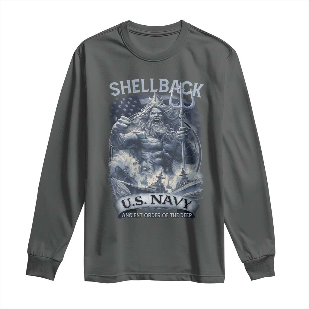 Navy Veteran Long Sleeve Shirt King Neptune Shellback Ancient Order Of The Deep - Wonder Print Shop