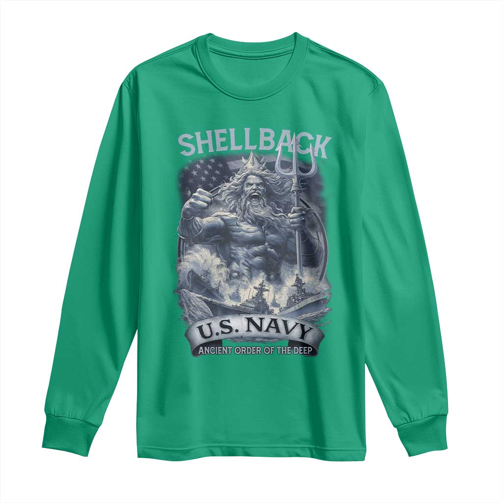 Navy Veteran Long Sleeve Shirt King Neptune Shellback Ancient Order Of The Deep - Wonder Print Shop